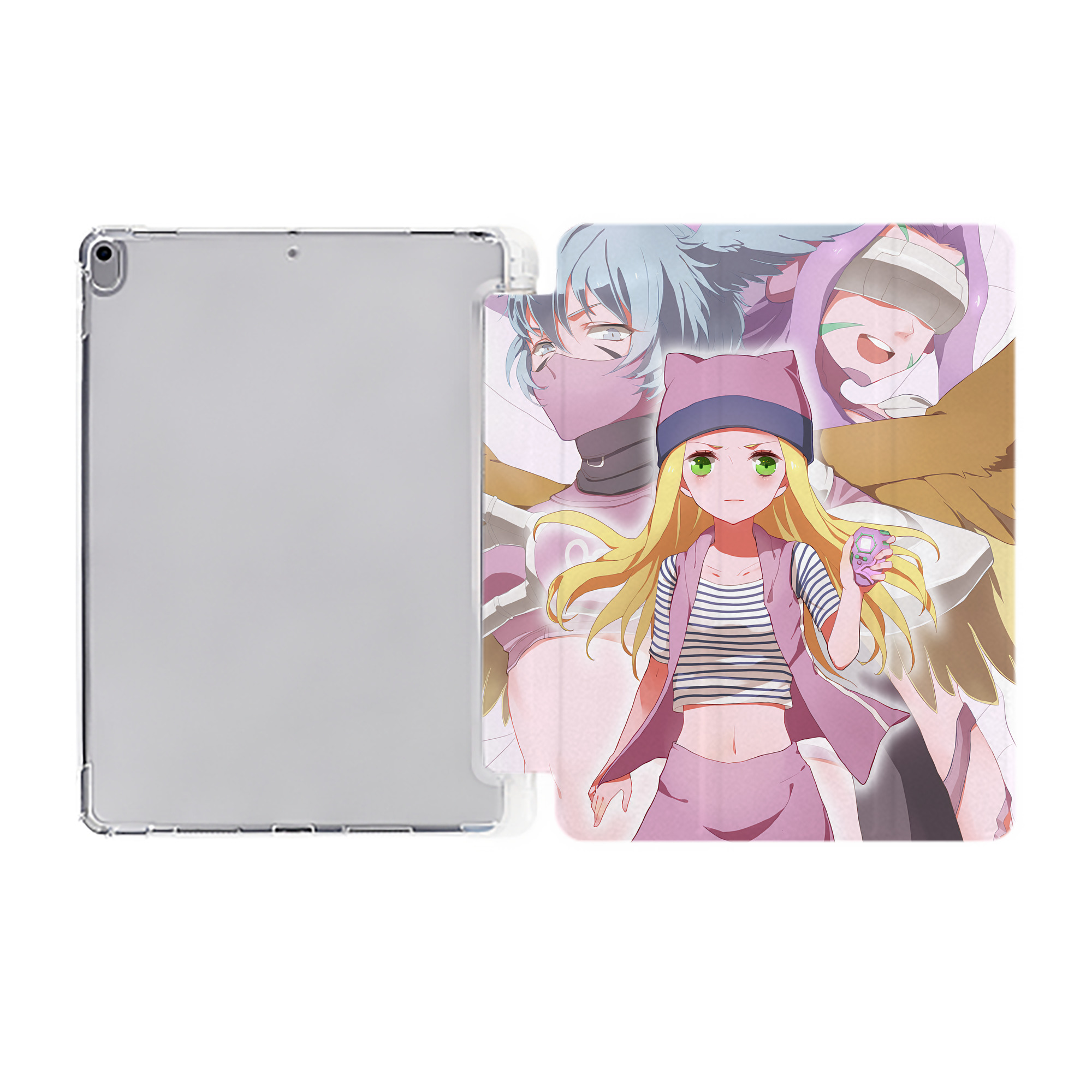 （画像用） Digimon デジタルモンスター/デジモン IPad ケース ペン収納付き 三つ折りスタンド PUレザー×シリコン 対応機種9.5/10.5/10.9インチ
